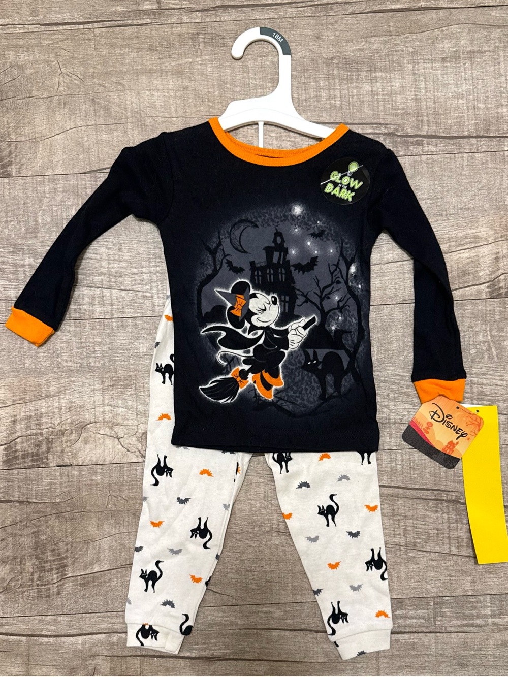 Disney Black & Orange Mickey Witch Glow Pajama Set